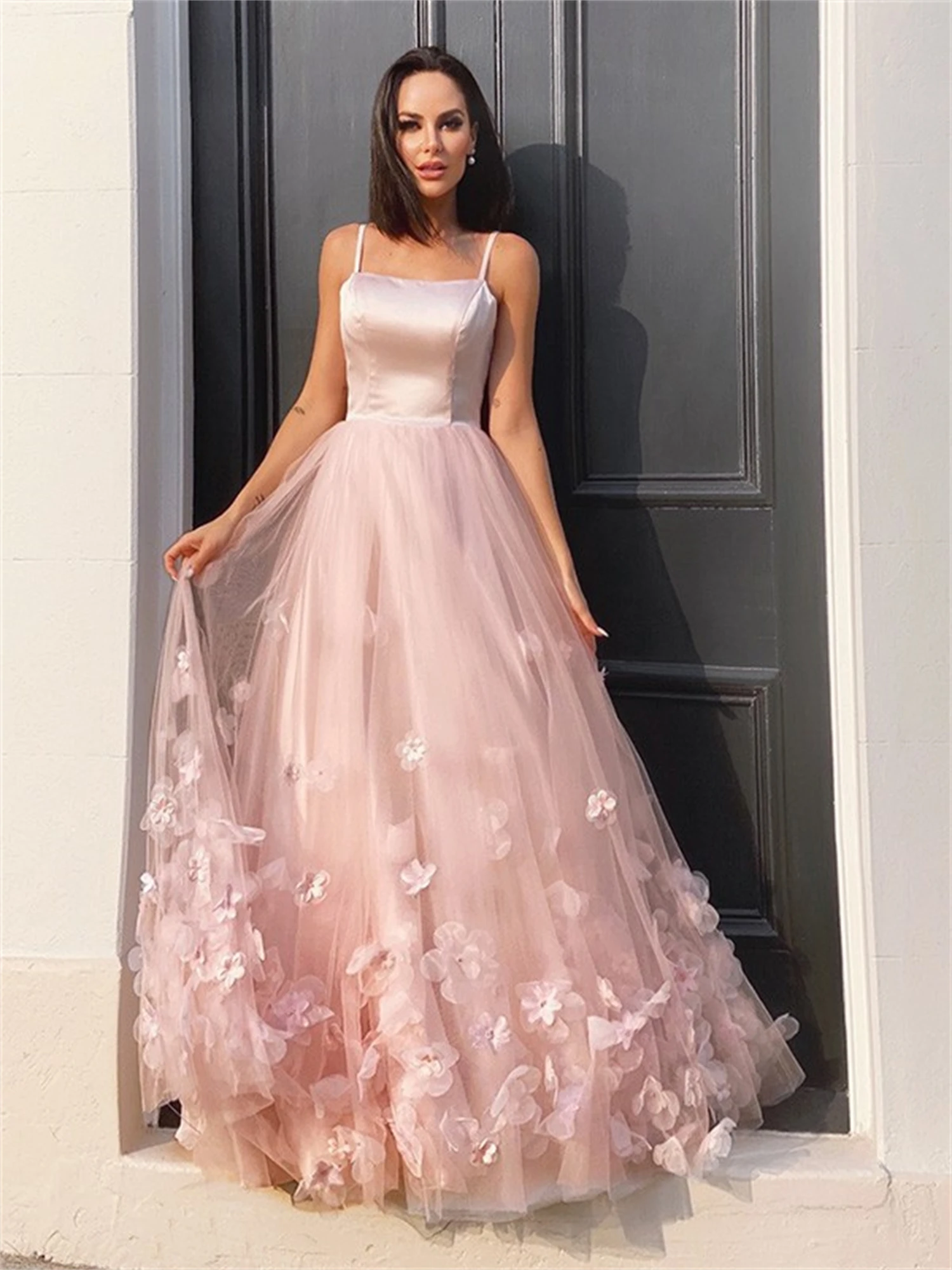 Aileen 3D Flowers Ball Gowns Long Wedding Party Dress Women Elegant Luxury Evening Dresses 2025 Pink Graduation Gown Customized