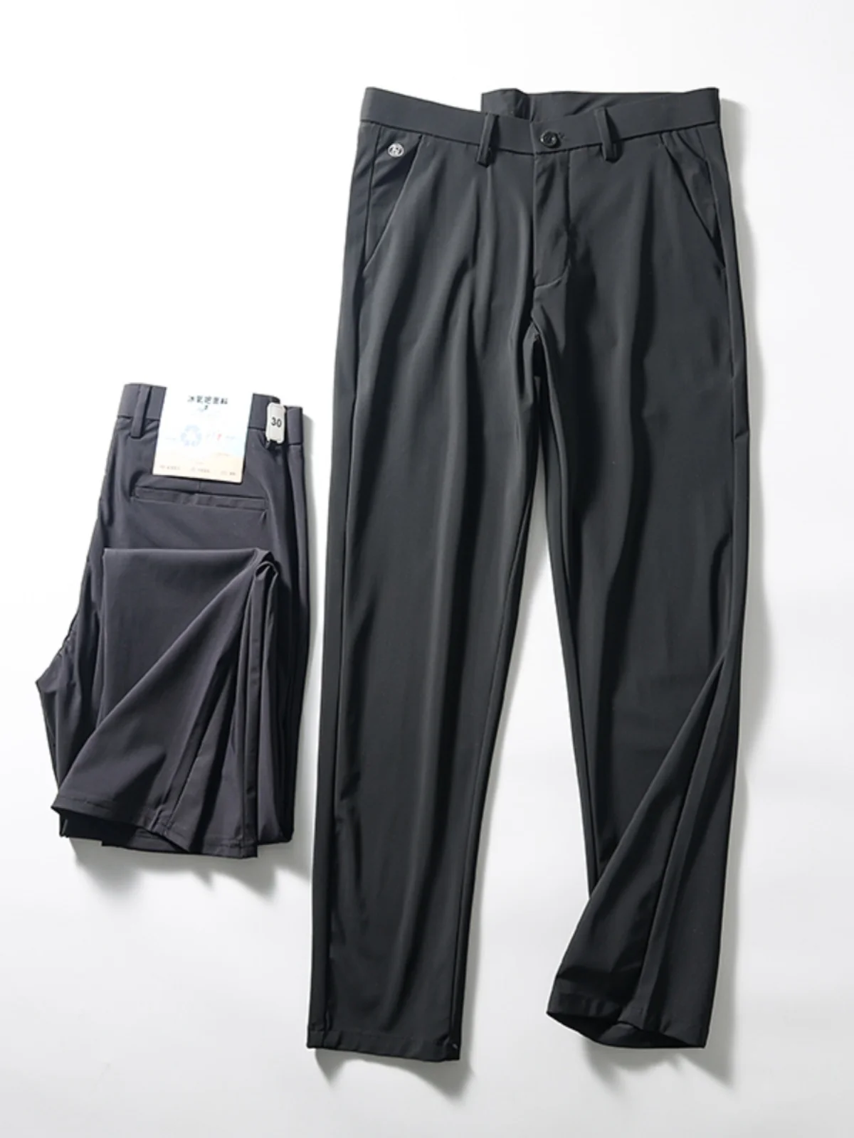 

High-Tech Ice Oxygen Bar Fabric Men's Casual Pants Spring Summer Straight Leg Anti-Wrinkle High Elastici Qui Dry Urban Fa...