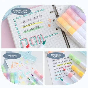 6 Colors Markers Kawaii Bonito Stationery Articles Marker Contour Pen Set from School Material for Students Children 11 Main Sales Stationery Articles - №11