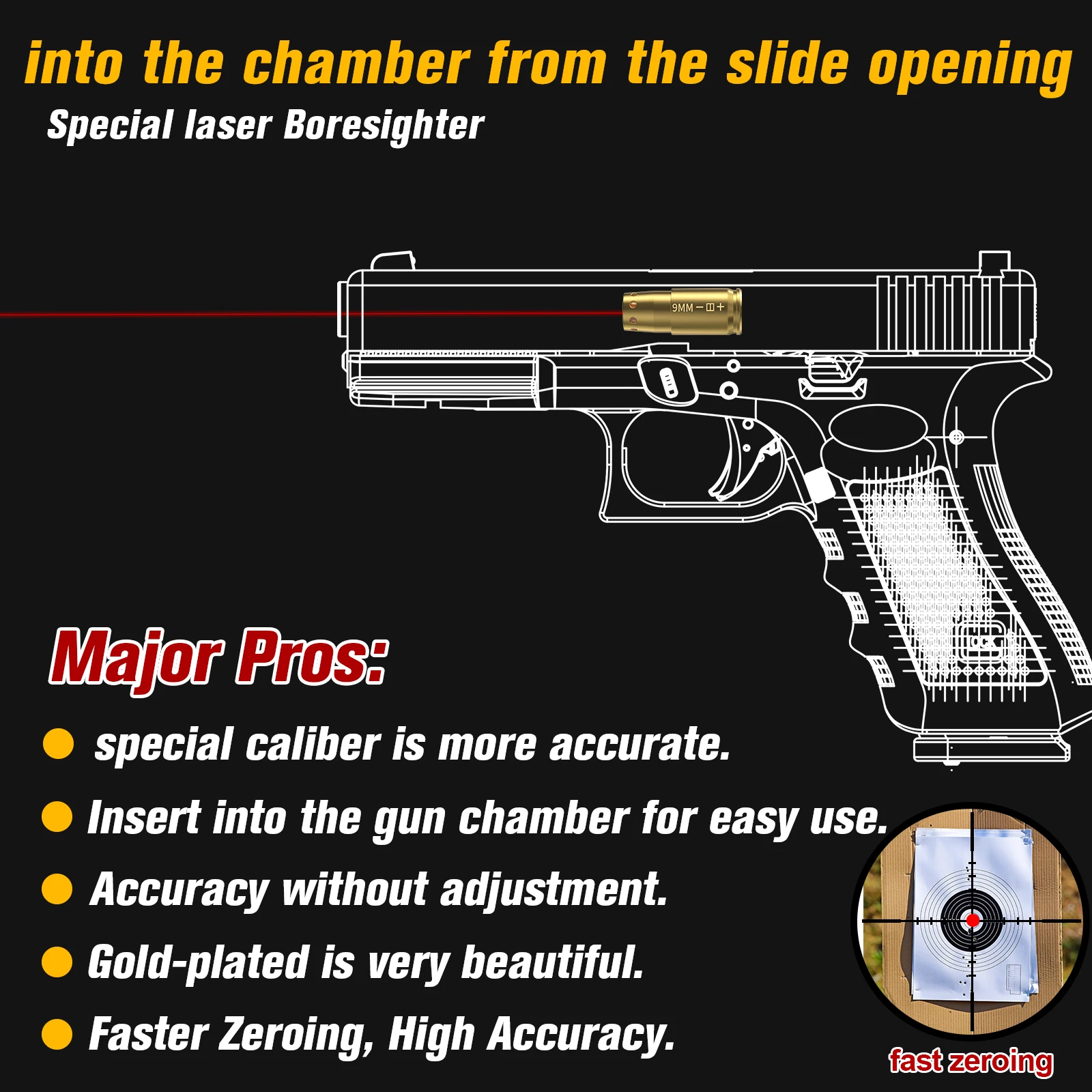Visée laser à mise au zéro rapide et de haute précision pour 9 mm – Aucun réglage requis.