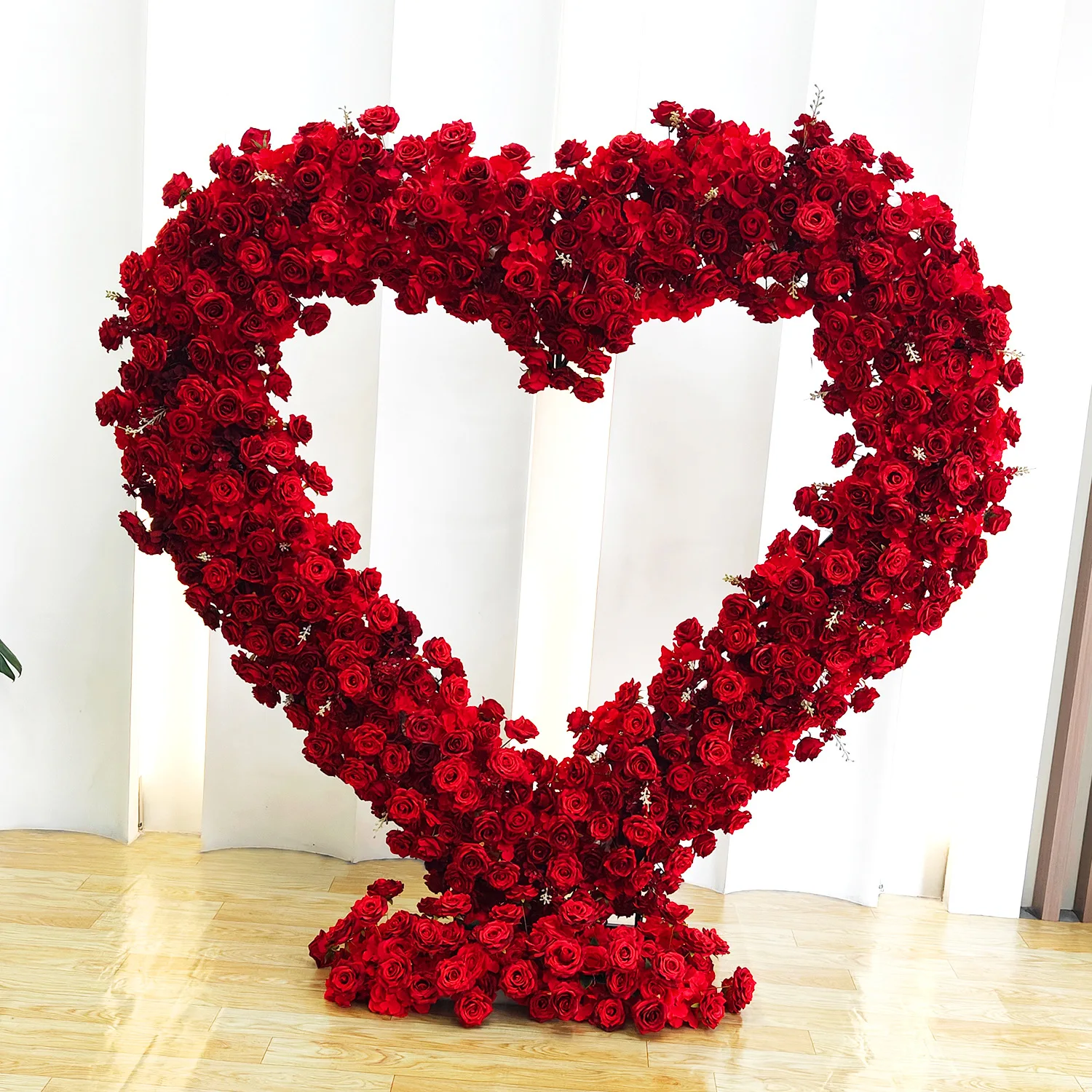NONE 200CM Großhandel Künstliche Seidenblume Rot Weiß Gewölbte Herzförmige Hochzeit Gewölbte Rose Herzförmige Gewölbte Blumenhintergrund 10