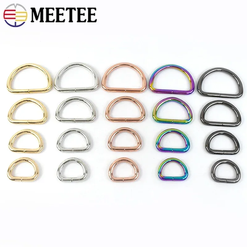 10Pcs 13-50mm D Ring Metal Buckles Bag Strap Carabiner Clips Accessories for Handbags Dog Collar Loop Clasp Leather Hardware