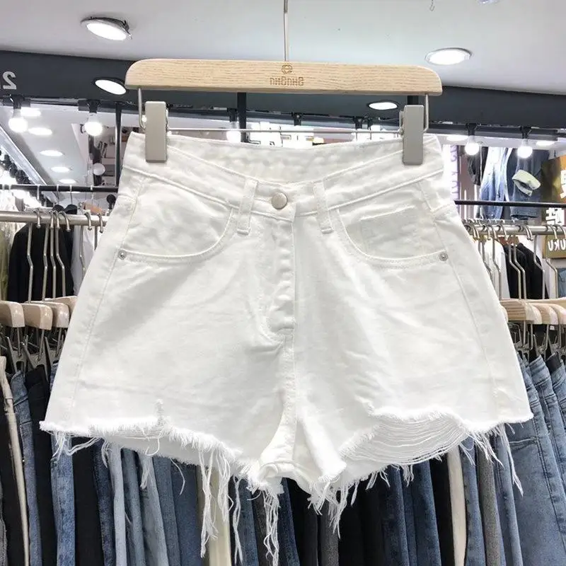 High Waist Denim Shorts Women's Summer Thin Black New Style Slim Wide Leg Pants Student A-Line Hot Shorts Trendy Ins