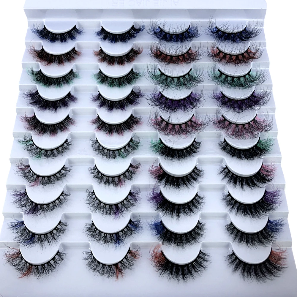 20 pairs colored lashes makeup for women color eyelashes lash extension supplies makeup products beauty d curl strip lashes bulk