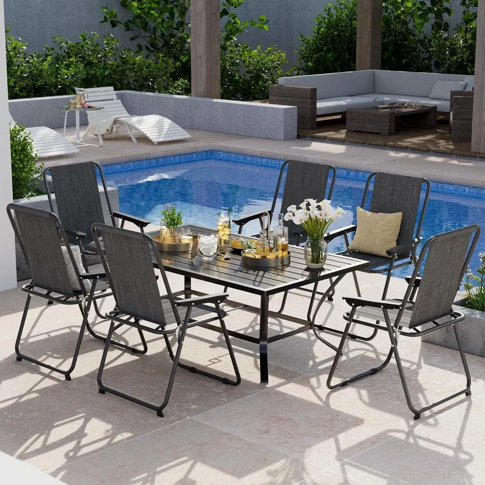 

Patio Folding Chairs Set of 6, Lightweight Portable Patio Chair with Sturdy Steel Frame and Weather-Resistant, Customized