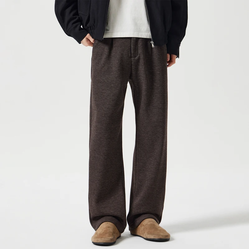 

Мужские повседневные брюки Kuvine2025: Новинка зимы, шерстяные, на флисовой подкладке, утепленные, прямого кроя, свободные, теплые, из полиэстера