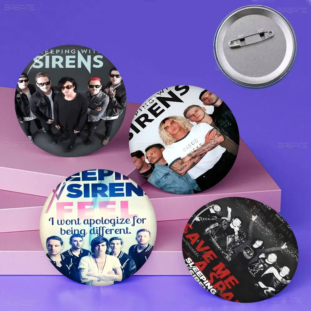 Emo Pop American Band S-Sleeping With Sirens Tinplate Pin Button Custom Role Old-school Brooch Collar Badge Jewelry Gift Fans