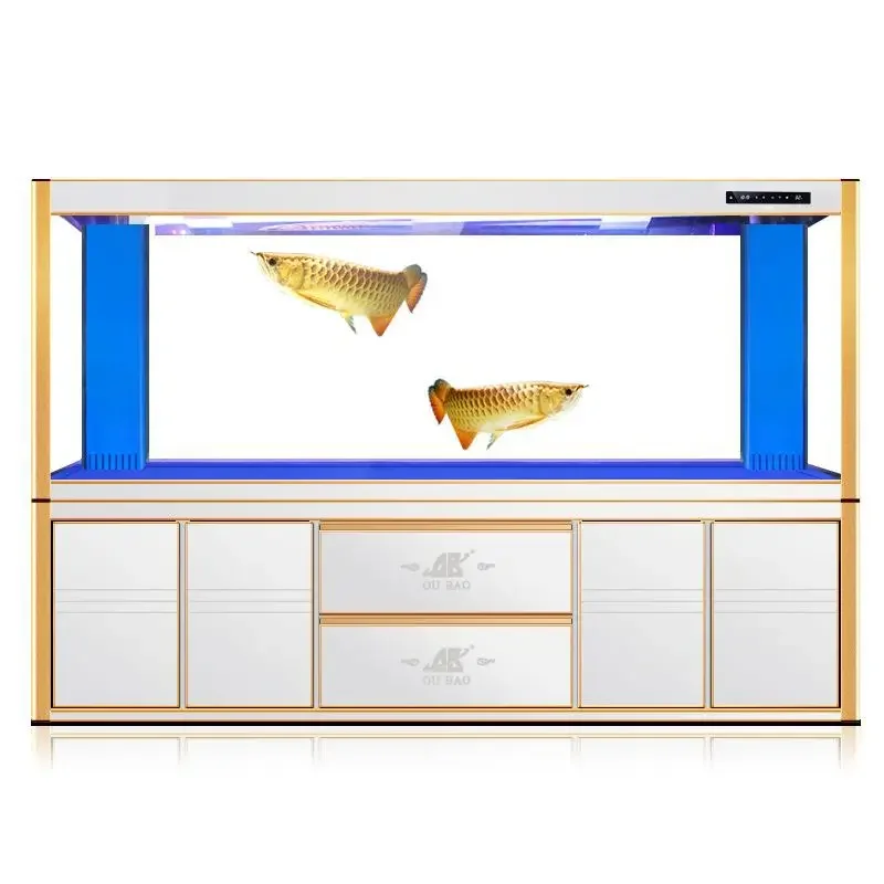 Large golden dragon fish tank aquarium, ecological living room screen glass 2 meters 3 meters bottom filter entrance villa
