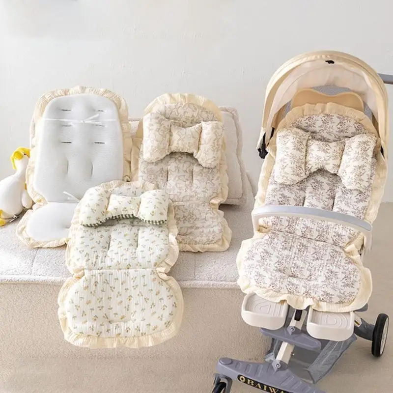 77HD Toddler Pram Insert Pad Offer Comfort and Protections with Pillow for Delicate Skin Baby Everyday Walks and Travel