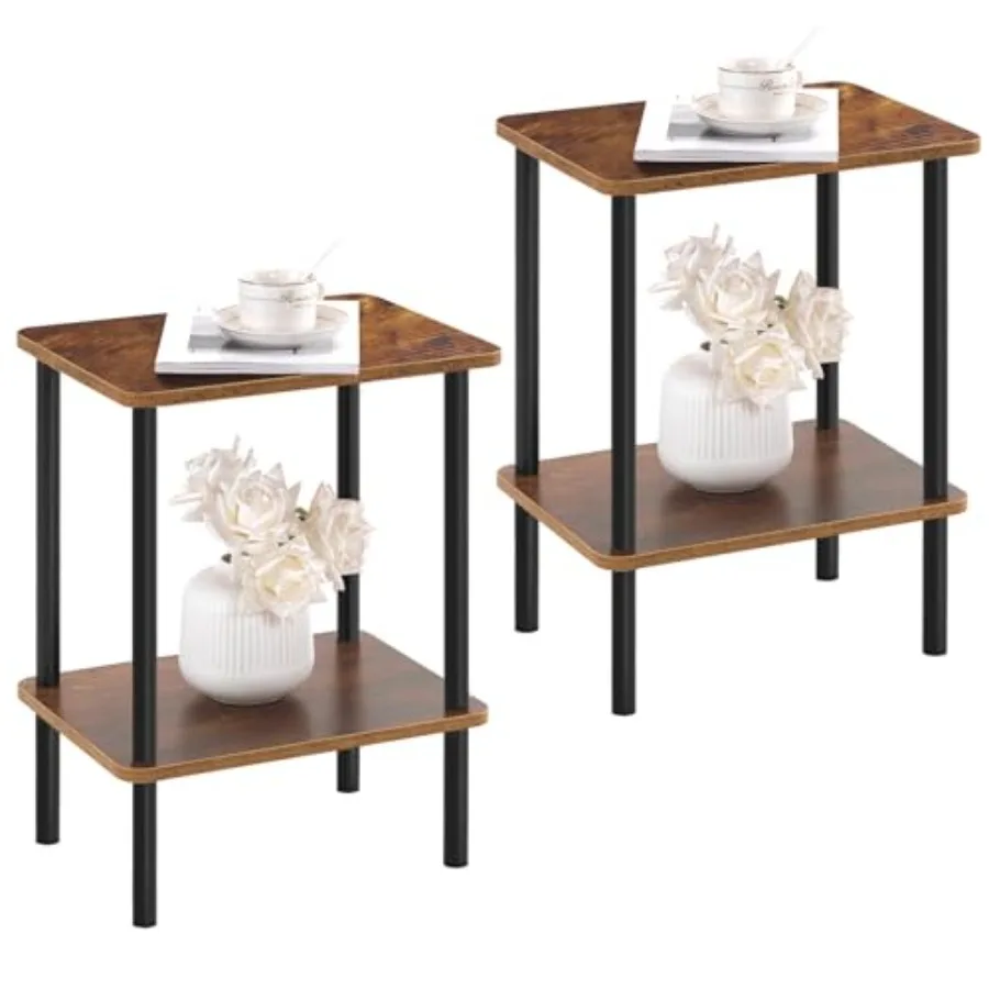 

End Table of Small Side Table Solid Wood Legs Boho Bedside Table with Storage Shelf Nightstand for Small Spaces Bedroom Living