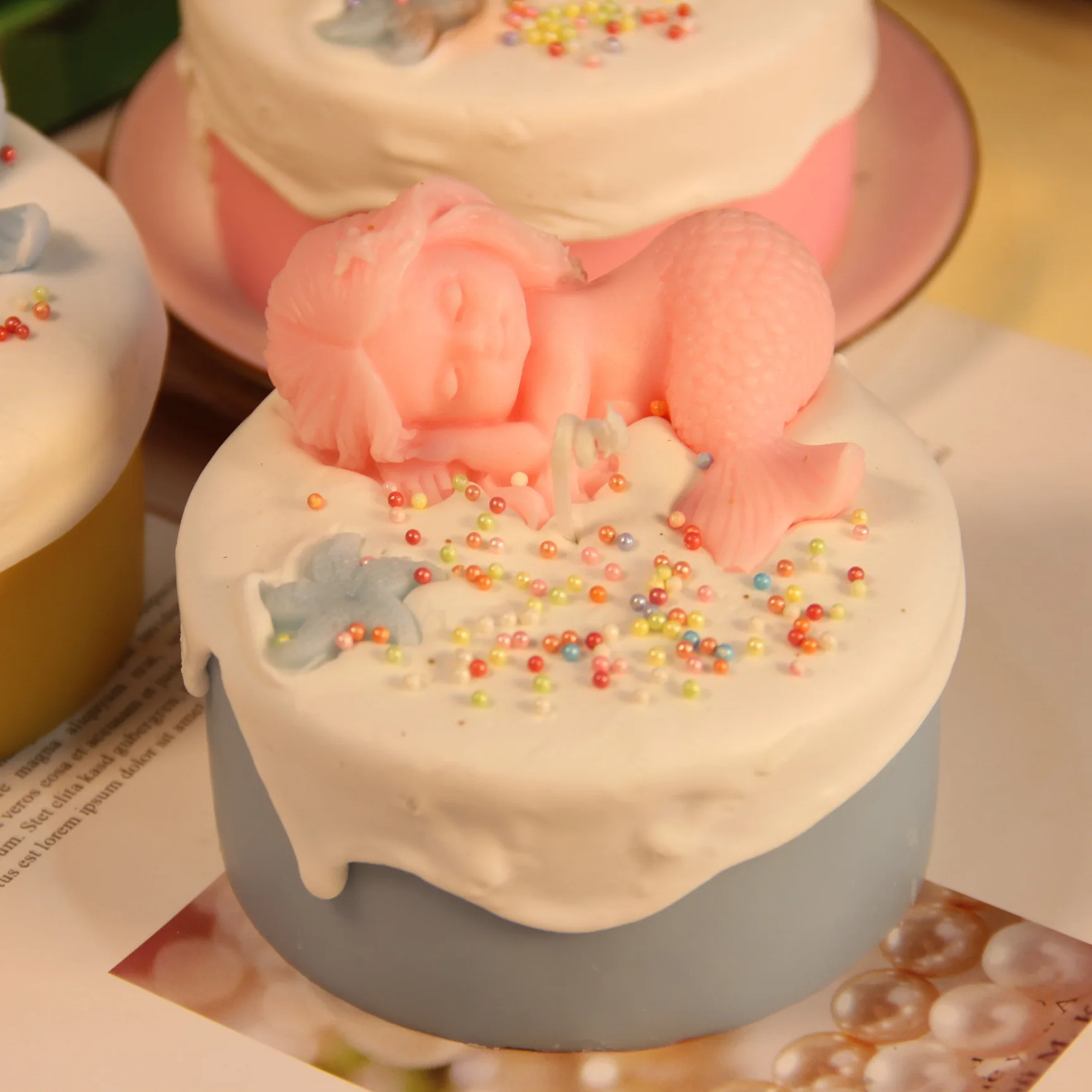 

Mermaid Cake Scented Candle Home Decor Indoor Decorative Scented Candle