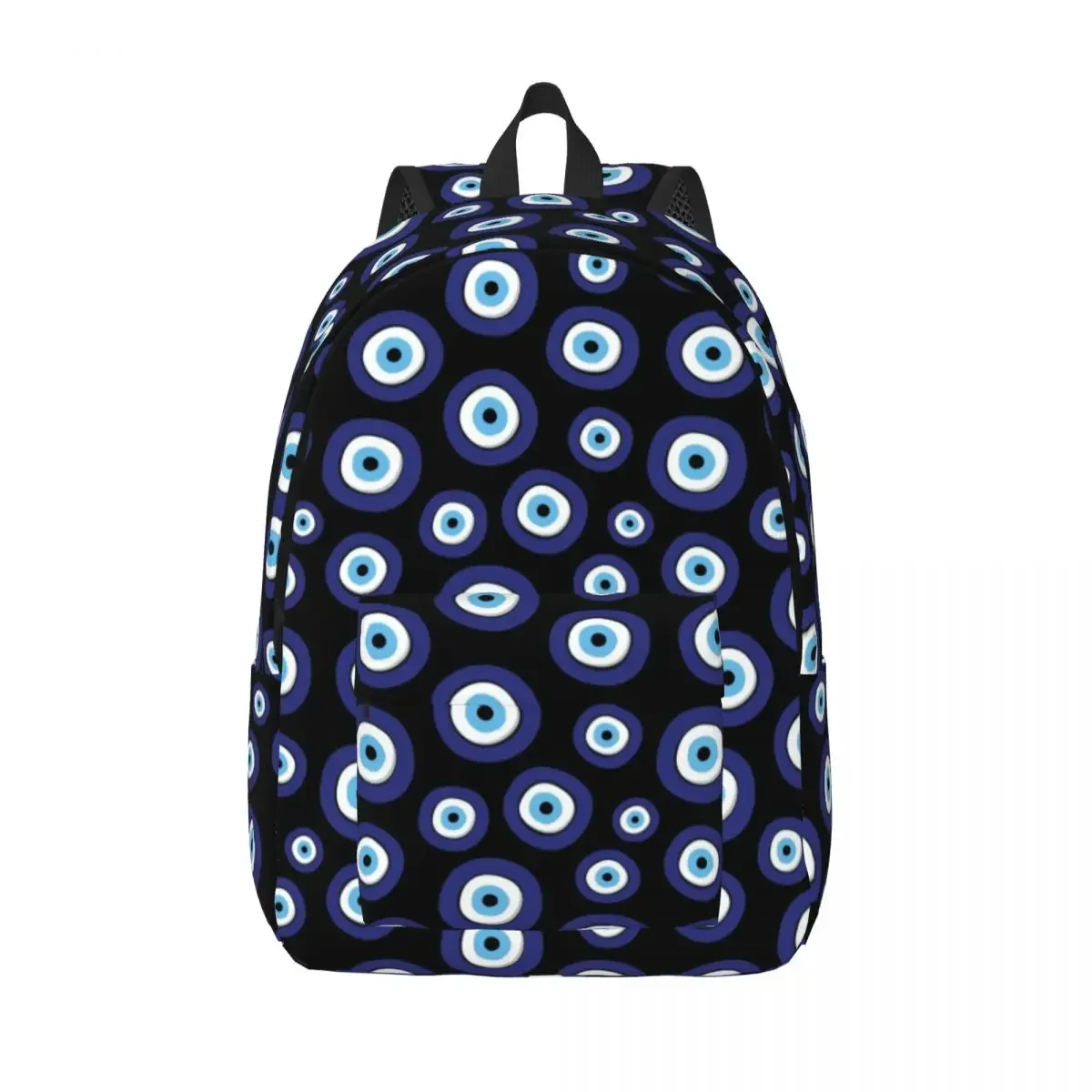 

Greek Amulet Evil Eye Pattern Canvas Backpacks for Men School College Student Bookbag Fits 15 Inch Laptop Nazar Lucky Charm Bags
