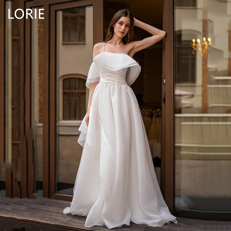 LORIE Sexy A-line Off Shoulder Wedding Dress Princess Spaghetti Strap Wedding Gowns Backless Generous Bride Gown Customized2025