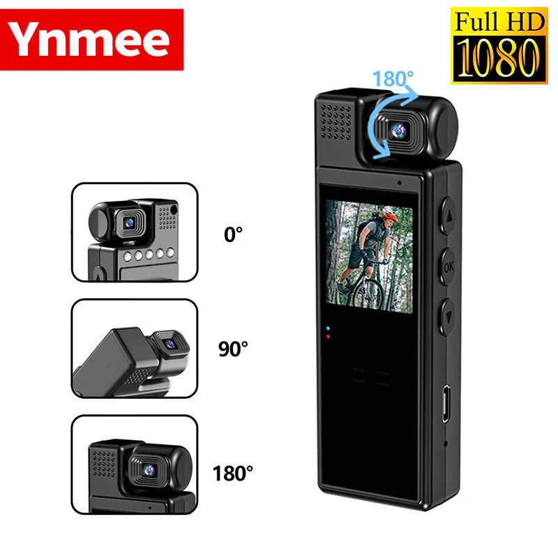 Ynmee1.3inch Screen 1080P Sports HD Mini Camera videoregistratore digitale portatile BodyCam videocamera della polizia per visione notturna a