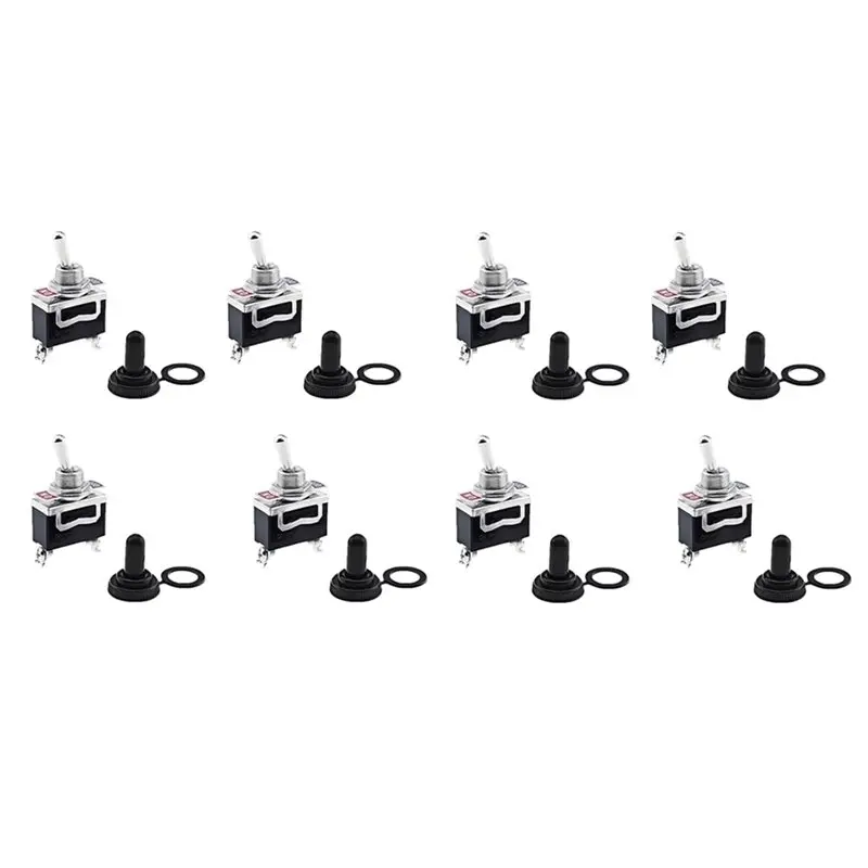 

Комплект из 8 переключателей 12В с водонепроницаемыми крышками, 2-контактные тумблеры для автомобиля/лодки, SPST, с клеммами, для авто - A67F