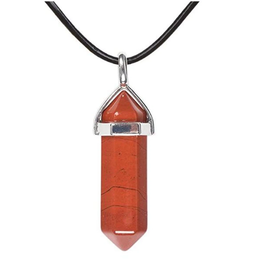 JOYA GIFT Hexagonal Pointed Reiki Chakra Stone Pendant Necklace Women Girl  Jewelry 18inch Chain chunky Pendants