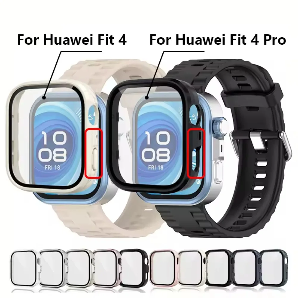 HD Tempered Glass+PC Case for Huawei Watch Fit 4/3 Anti-Fall Full Frame Screen Protective Shell for Huawei Watch Fit 3/4/4 Pro
