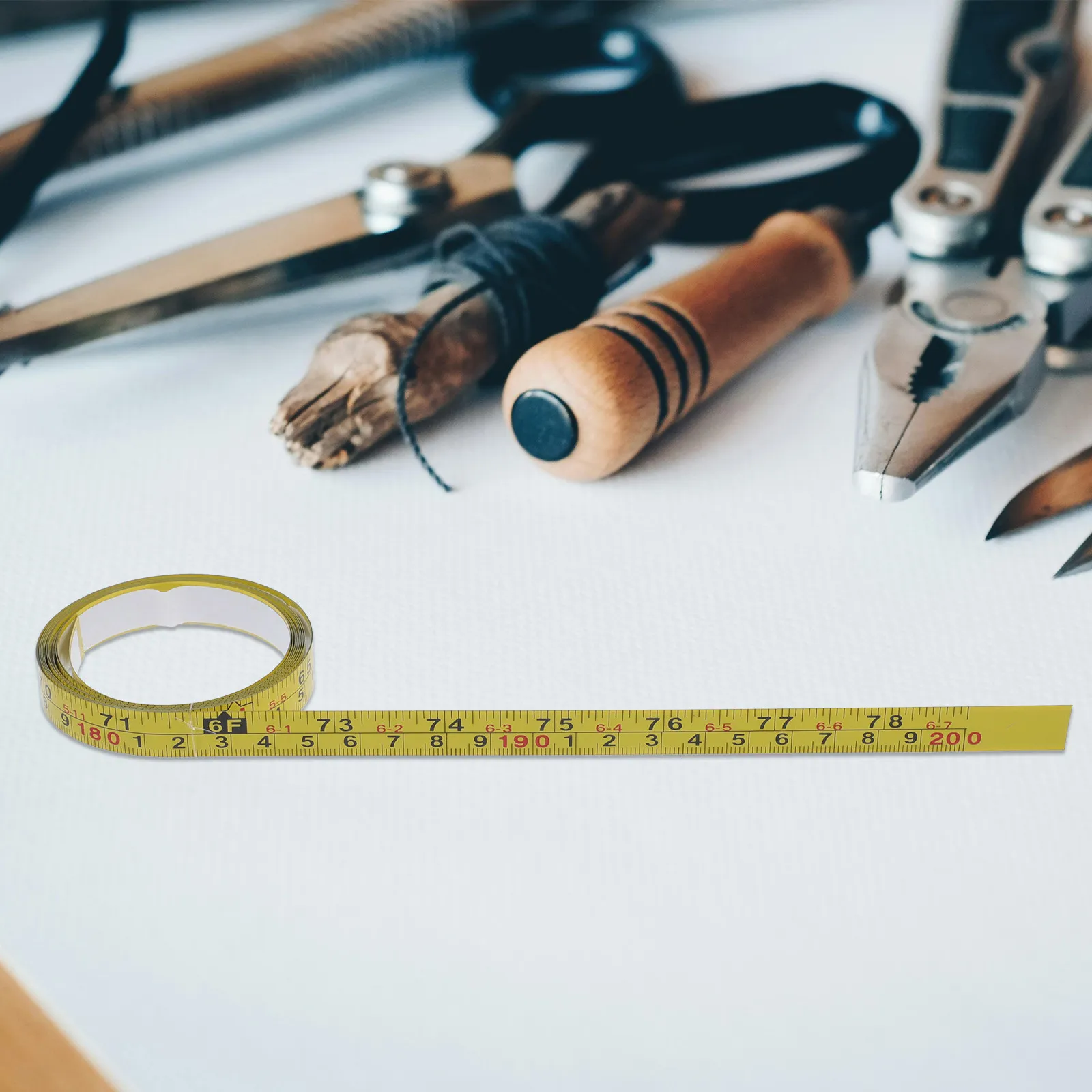 Self-Adhesive Sticky Ruler Tape Dual Scale Yellow Metric Imperial Measuring Tape Peel Stick Woodworking Workbench Drafting