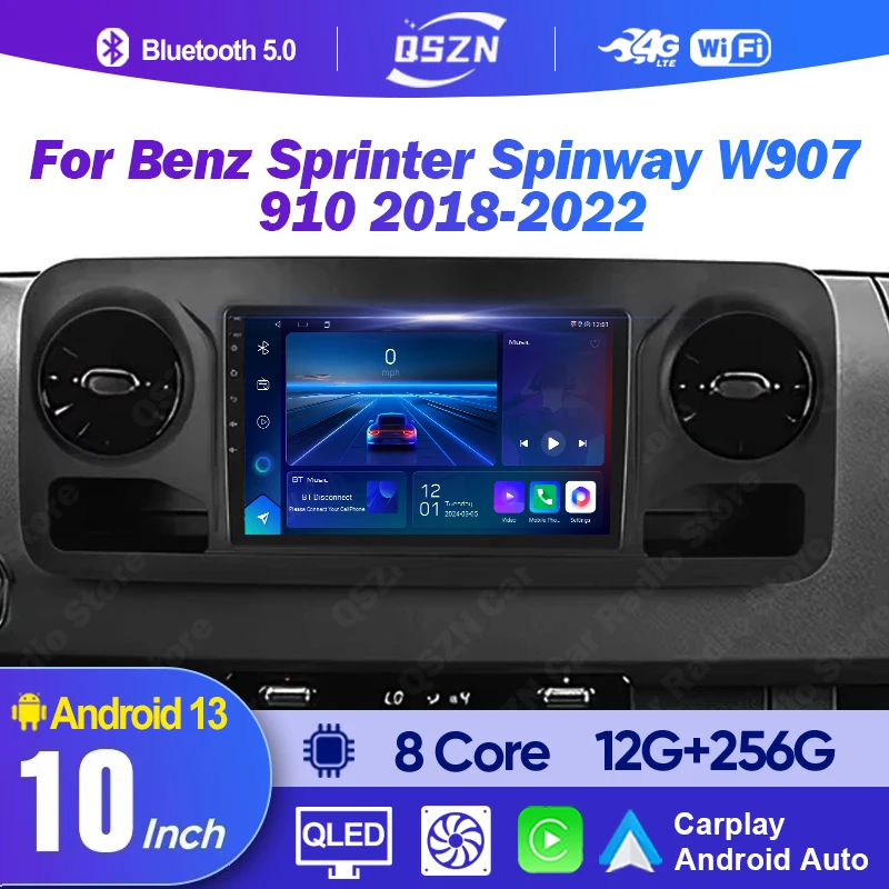 

QSZN для Benz Sprinter Spinway W907 910 2018-2022 Android 13 Автомобильный мультимедийный видеоплеер Carplay GPS 2din AI Голосовое радио