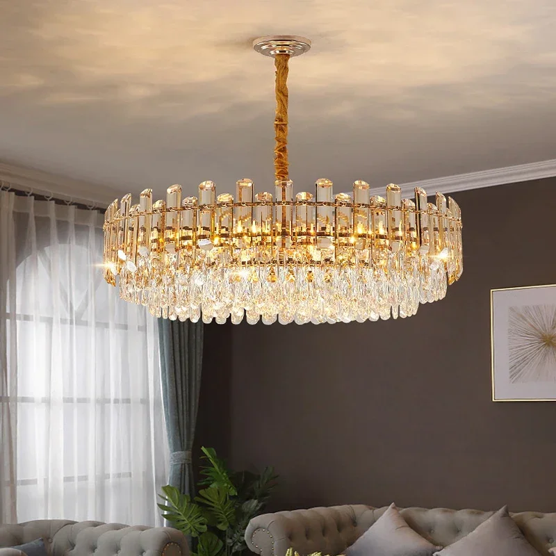 

Luxury Crystal Chandeliers Indoor Villa Lighting for Living Room LED Ceiling Pendant Lights Home Decorate Hanging Lights Fixture