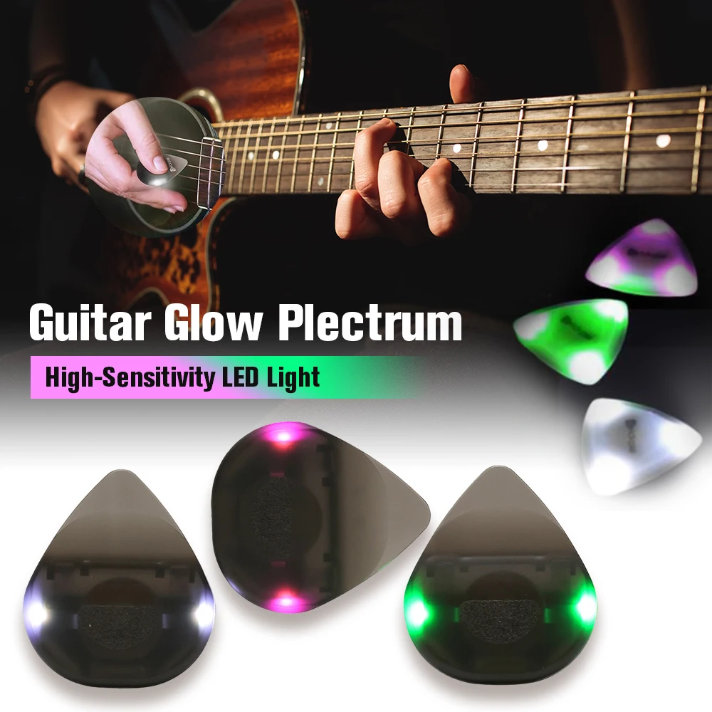 Guitar Touch Luminous Pick with High-Sensitivity LED Light Stringed Instrument Plectrum Non-Slip for Bass Electric Guitarists