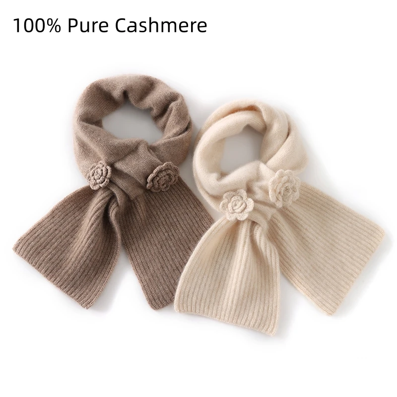 

Women's 100% Pure Goat Cashmere Crochet Scarf Fashion Knitted Warmth Neck Protection Winter Accessory Length 85cm Width 15cm