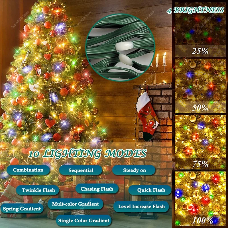 2.1M 400LEDs Christmas Tree String Lights Holiday Color Changing Indoor Decorations Waterfall Lights for Party Home Decor