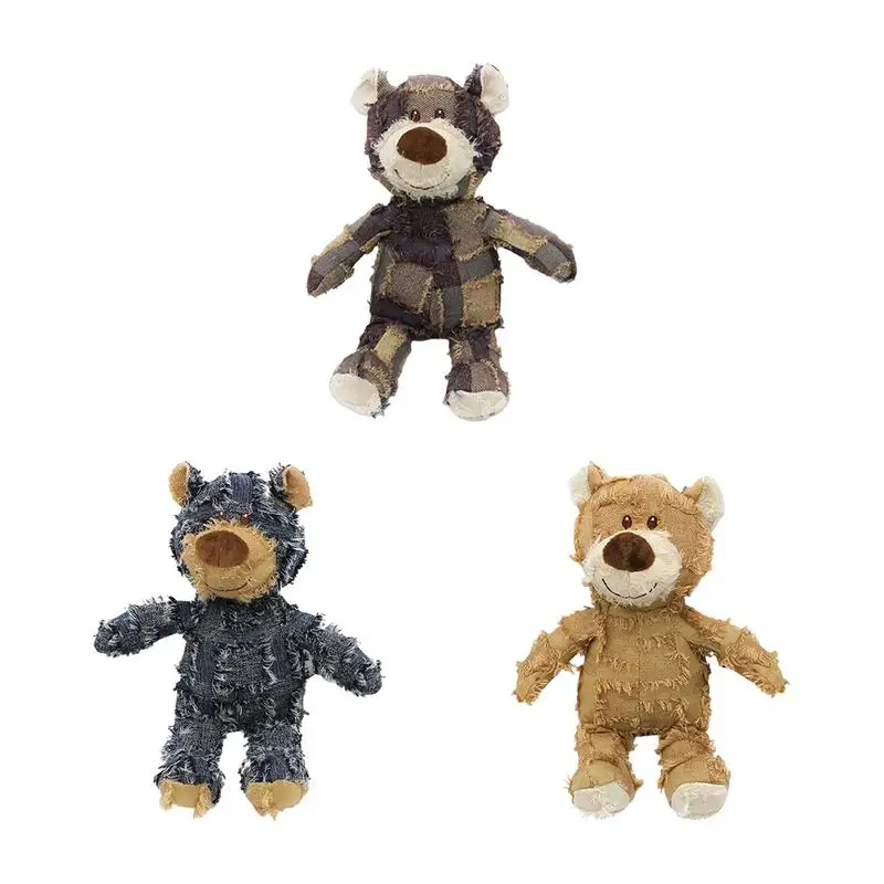 Pet Bear Squeaky Toy Plush Interactive Dog Toys Grinding Cleaning Teeth Anti Bite Abreact Plaything Bear Pets Supplies