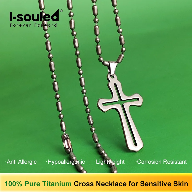 

Ожерелье-крест из чистого титана для женщин, гипоаллергенное, легкое, 7 г, длинная цепочка 65 см, простой кулон, подарок
