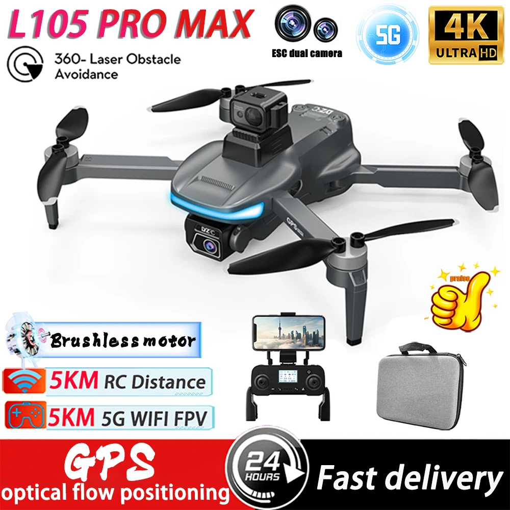 2024 Professional L105/L200 PRO MAX GPS Drone 4K Camera 360° Obstacle Avoidance Brushless Motor 5G WIFI FPV Quadcopter Dron Toys