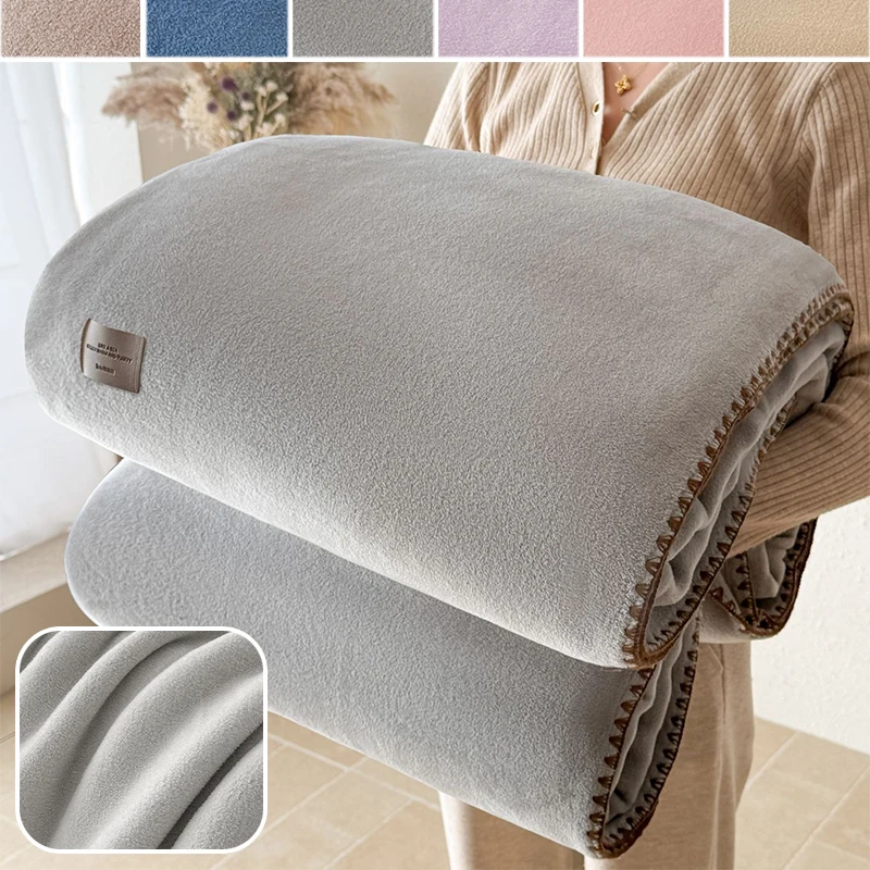 

All Season Knitted Velvet Throw Blanket Skin Friendly Soft Fleece Bedspread Multipurpose Sofa Bed Blanket for Home Office Decor