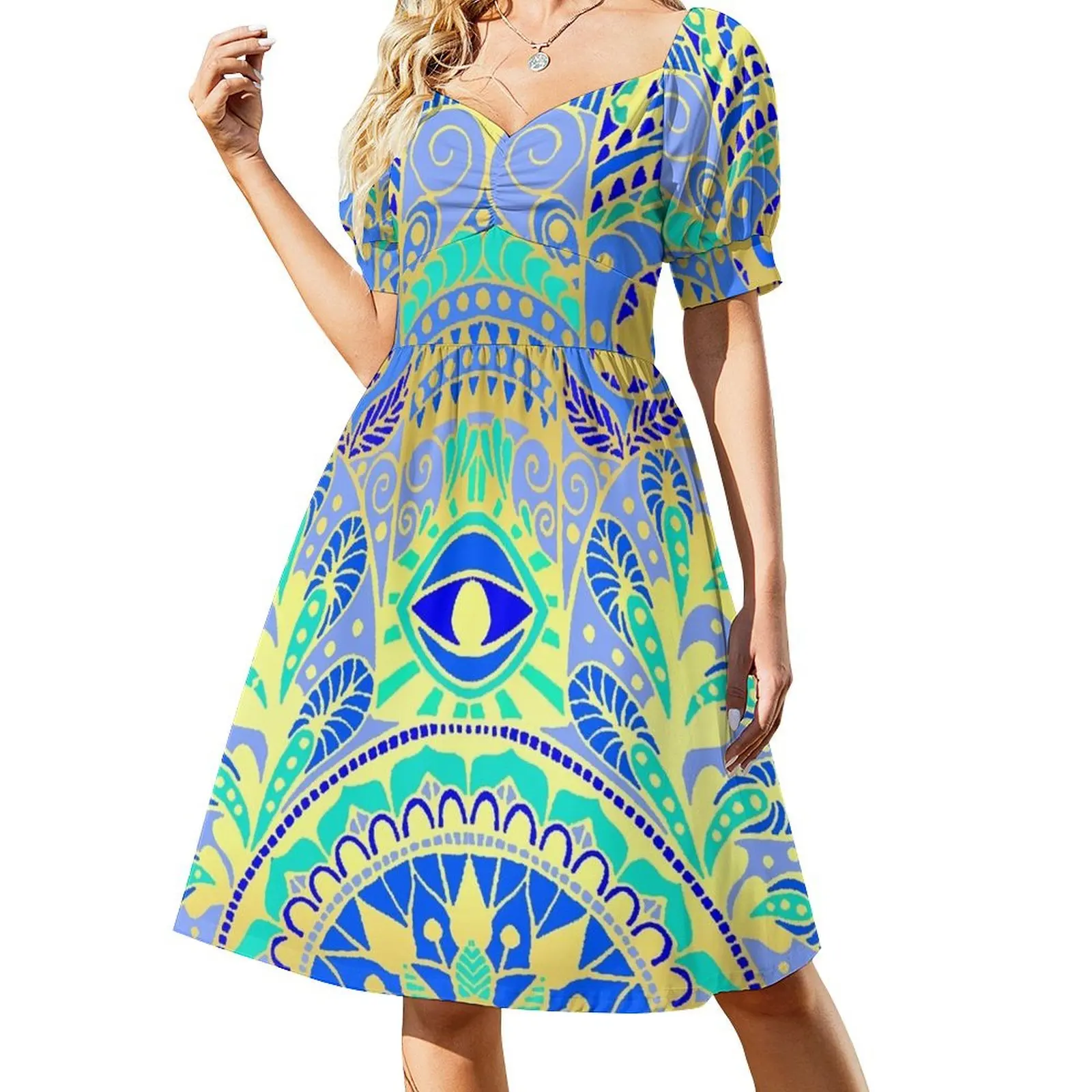 

Hamsa Hand Short Sleeved Dress summer dress dress for women 2025