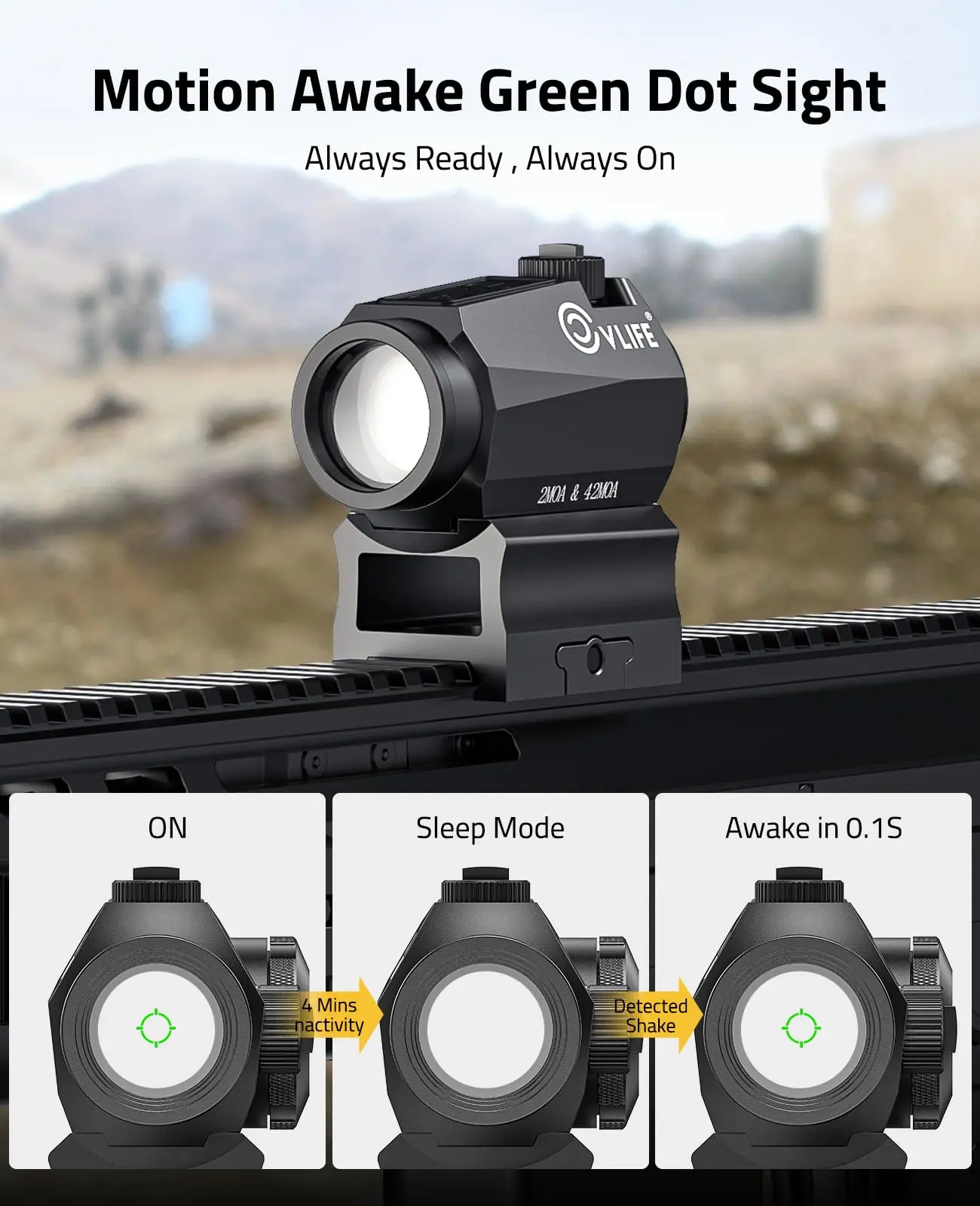 CVLIFE 2 MOA Green Dot Sight 42 MOA نطاق مشاهد عاكس دائري مع ناهض مشترك مطلق وحامل منخفض لـ Picatinny 21 مم