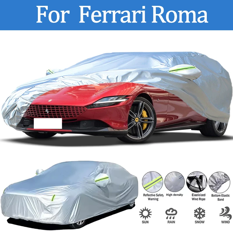 For Ferrari Roma Oxford Cloth Car Cover, Outdoor Waterproof UV Snow Protection, Dustproof Sunshade Exterior Accessories