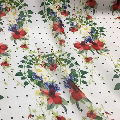 

2M/3M/5M printed fabric silk Beautiful garden white background chiffon mulberry texture clothing dress scarf