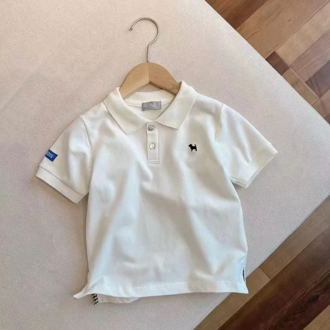 Children\'s Clothing Summer New Top Korean Version Versatile Pure White Polo Shirt Short Sleeved T-shirt and Shorts Baby Boy Top