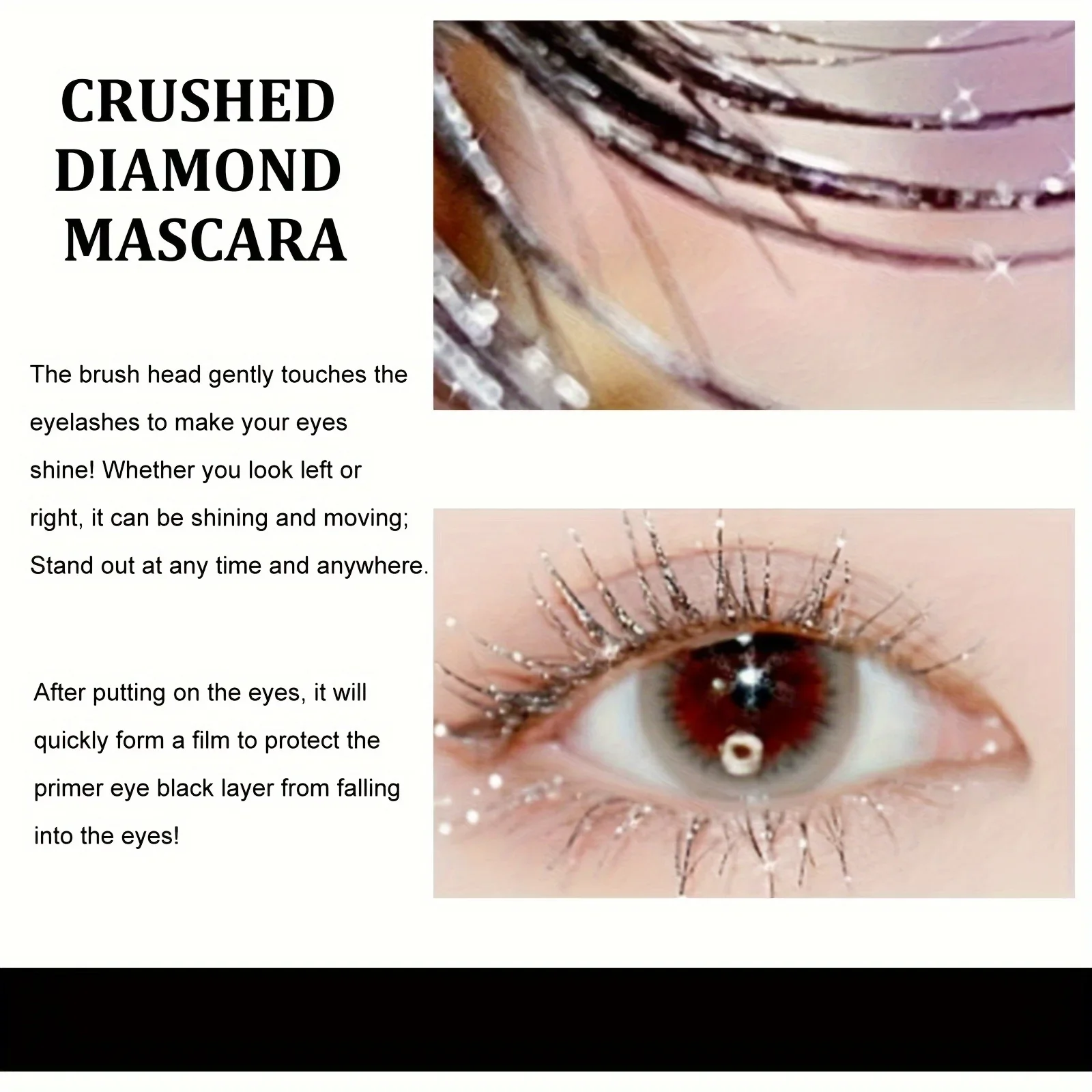 3 Colors Diamond Glitter Mascara Long Lasting Makeup 3D Volume Eyelashes Curling Shimmer Mascara Eye Lash Female Cosmetic