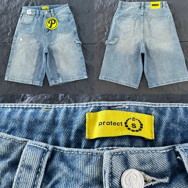 Embroidery Jeans - High Street New Protect Denim Shorts