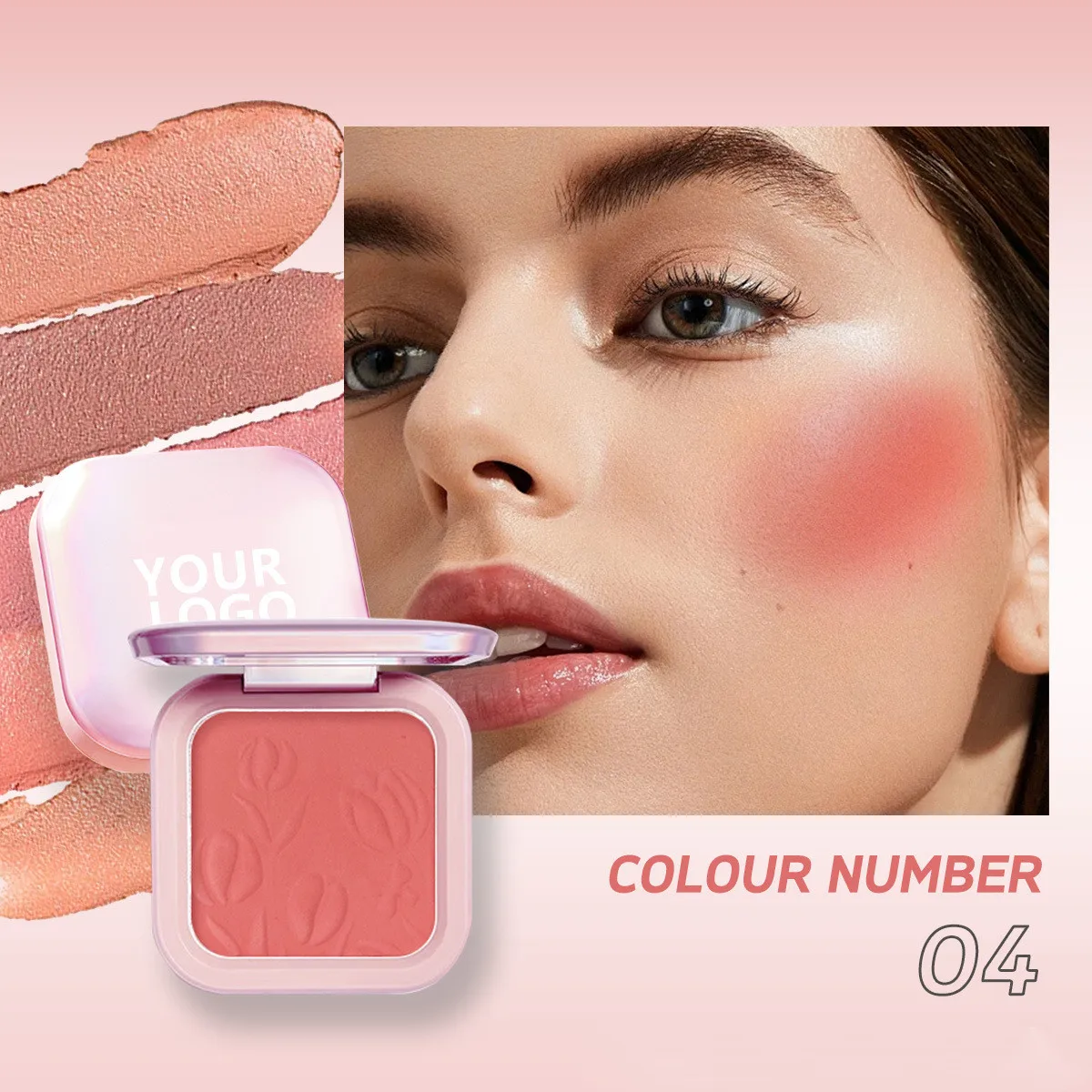 فرشاة ماكياج العلامة الخاصة واحدة السلس أحمر الخدود عالية الصباغ مقاوم للماء القسوة الحرة نباتي برونزي الوردي الخد أحمر الخدود بالجملة