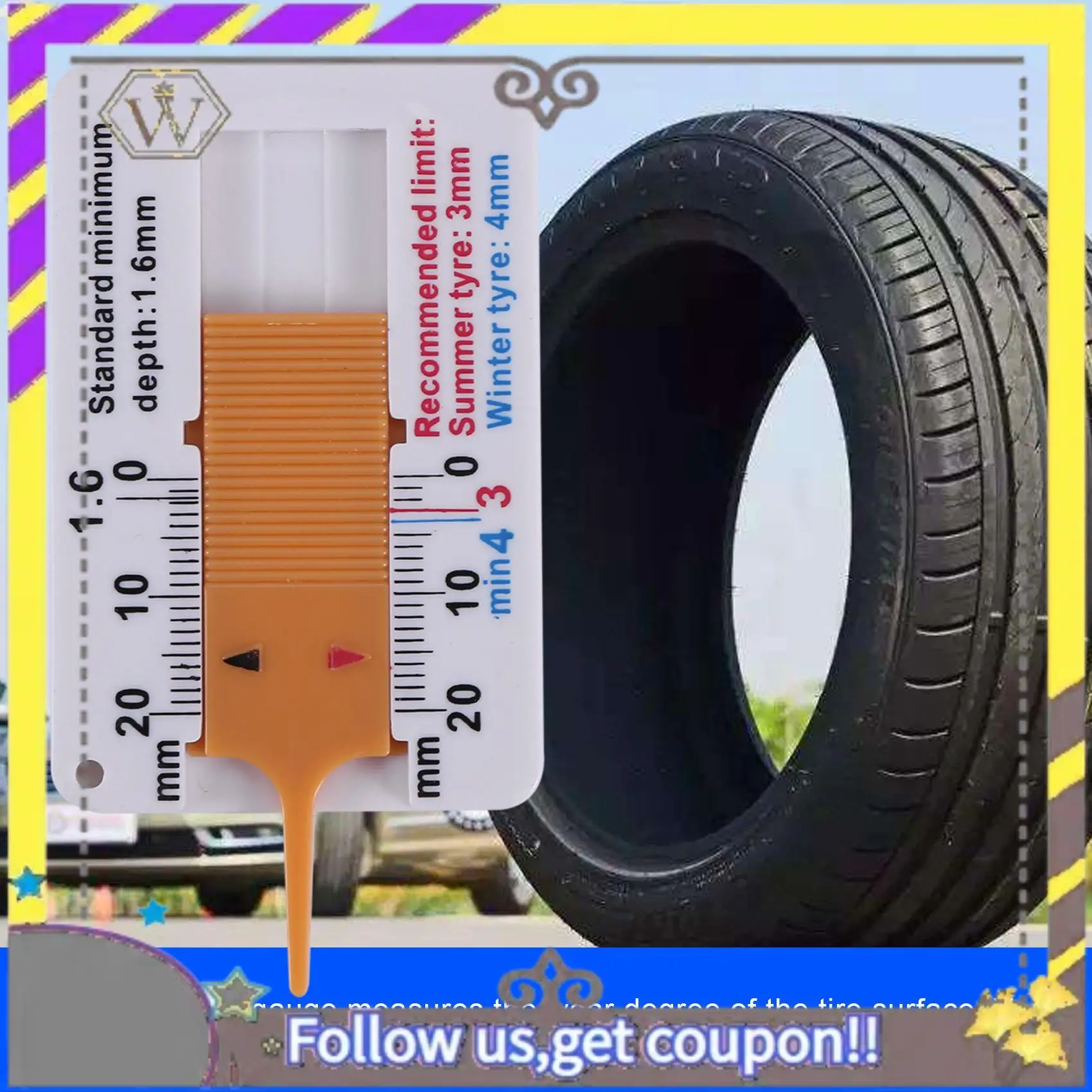 ABXV-4Pcs Tyre Tread Depthometer 0-20Mm Auto Car Tyre Tread Depth Gauge Caliper Tire Ruler Vernier Depth Indicator