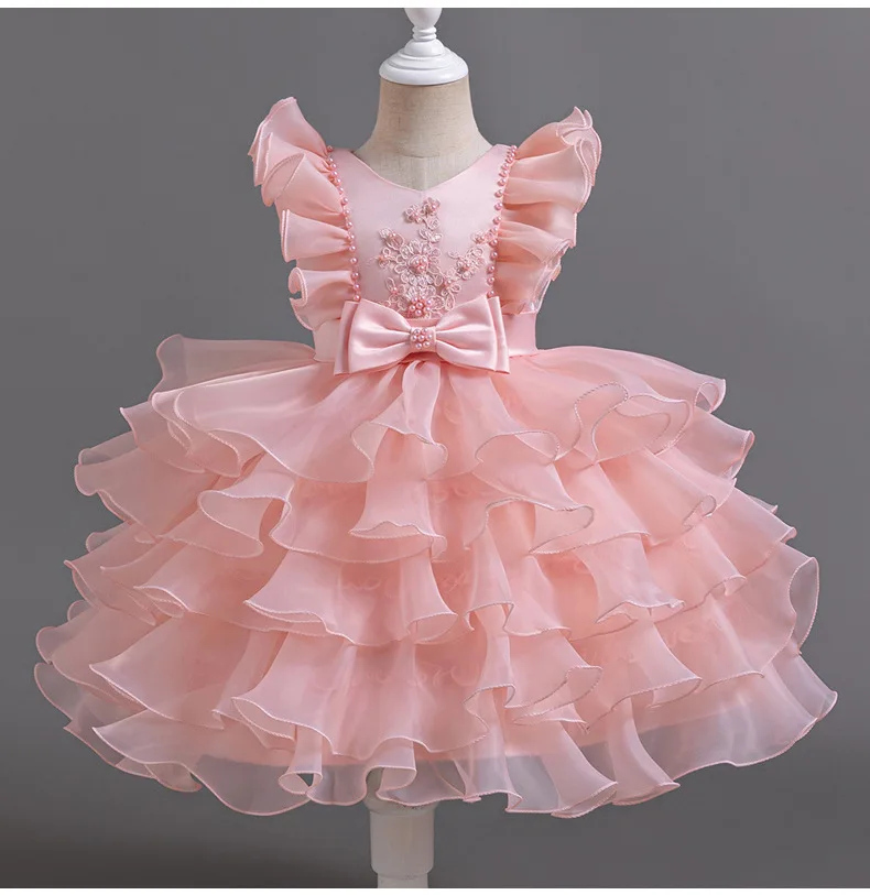 Vestido de Gala Princess Girl, vestido de criança, vestido em camadas, roupa infantil, casamento, Natal, 3 a 12 anos