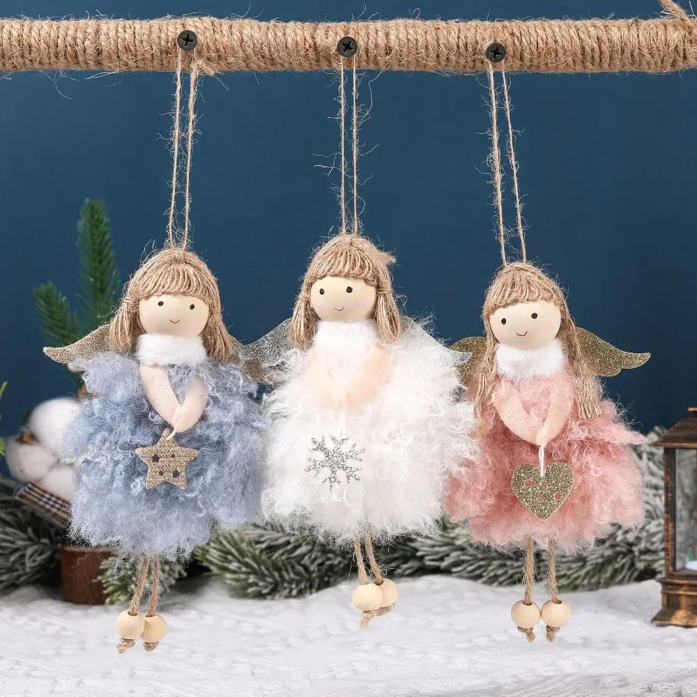 Cute Angel Girl Christmas Angel Old Man Snowman Hanging Plush Toy Drop Ornaments Party Gift Xmas Tree Xmas Tree