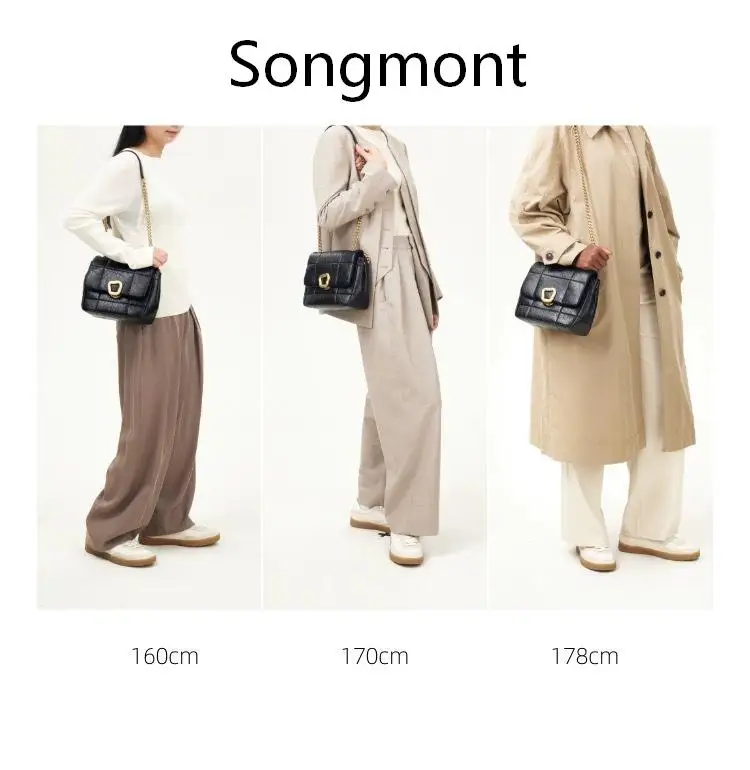 

Маленькая и средняя сумка Songmont Chocolate, женская модная сумка через плечо с ремешком-цепочкой для работы и поездок на работу