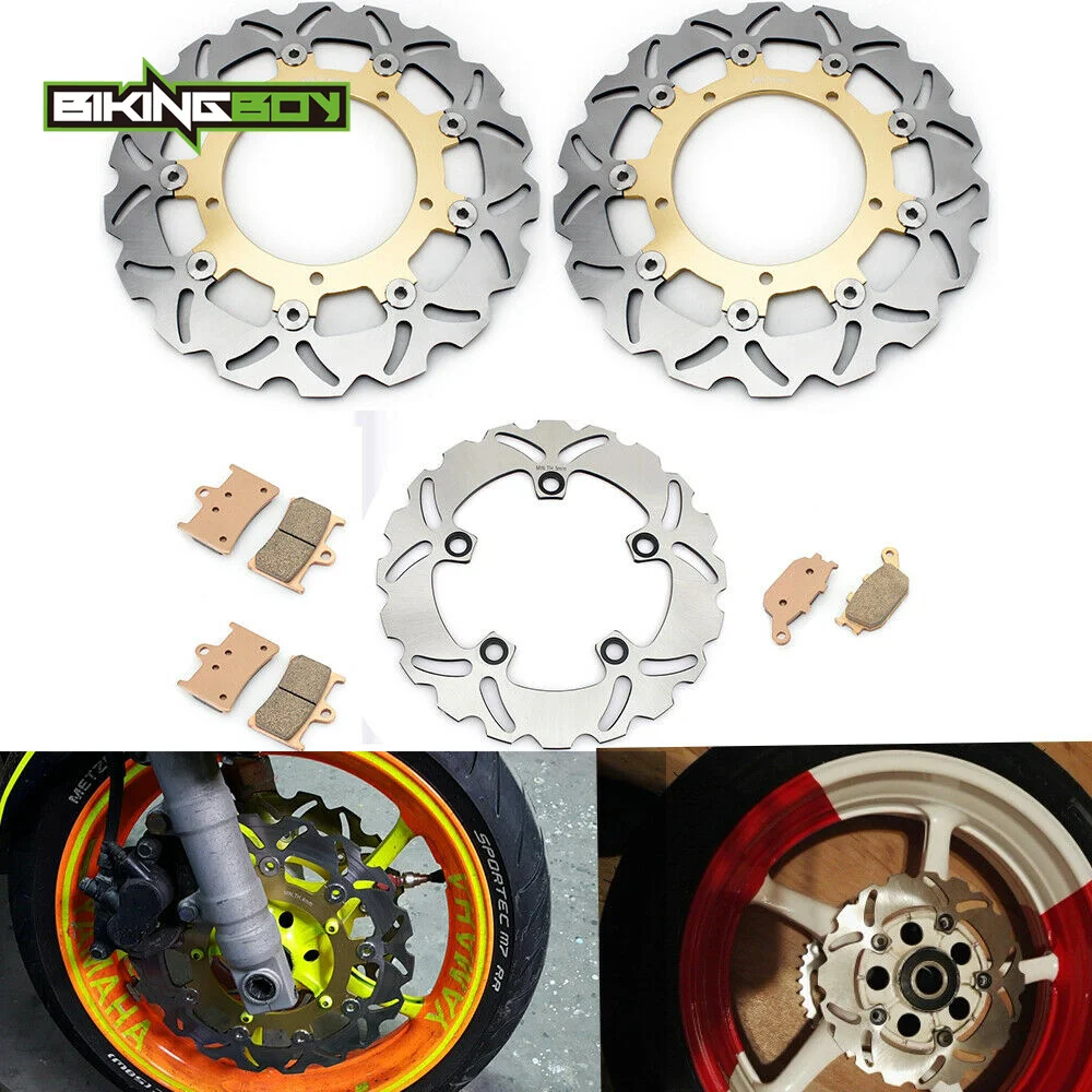 BIKINGBOY For Yamaha YZF R6 99 00 01 02 03 04 05 06 07 08 09 10 11 12 13 14 15 16 Front Rear Brake Discs Disks Rotors + Pads Set