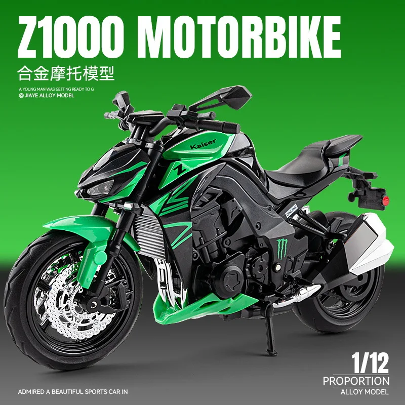 

1:12 Kawasaki Z1000 KX450 Simulation Alloy Diecast Motorcycle Model Toy City Street Racing Collection Sound LED Gifts