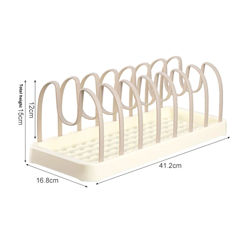 ABXF-캐비닛용 냄비 및 팬 정리함, 조절 가능한 플러그인 디바이더가 있는 주방 카운터용 냄비 뚜껑 홀더 밀키 커피 Easy T