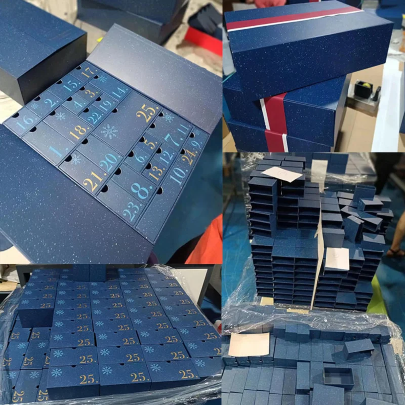 2025customized.Luxury Green Double Door Custom Empty Advent Calendar Package Drawers Box