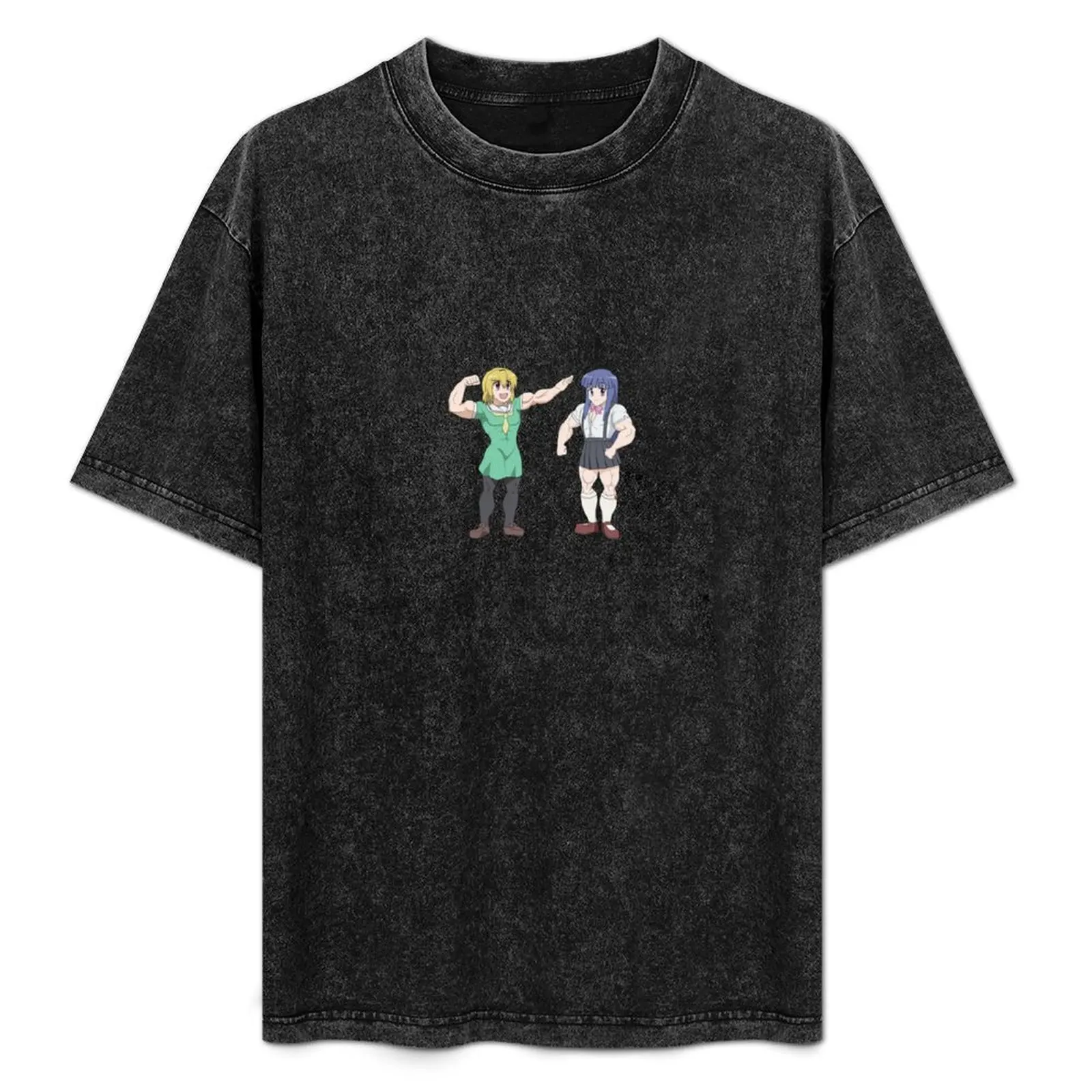 

Higurashi No Naku Koro Ni - Satoko and Rika Muscles Meme T-Shirt Christmas Casual Short Sleeve Top