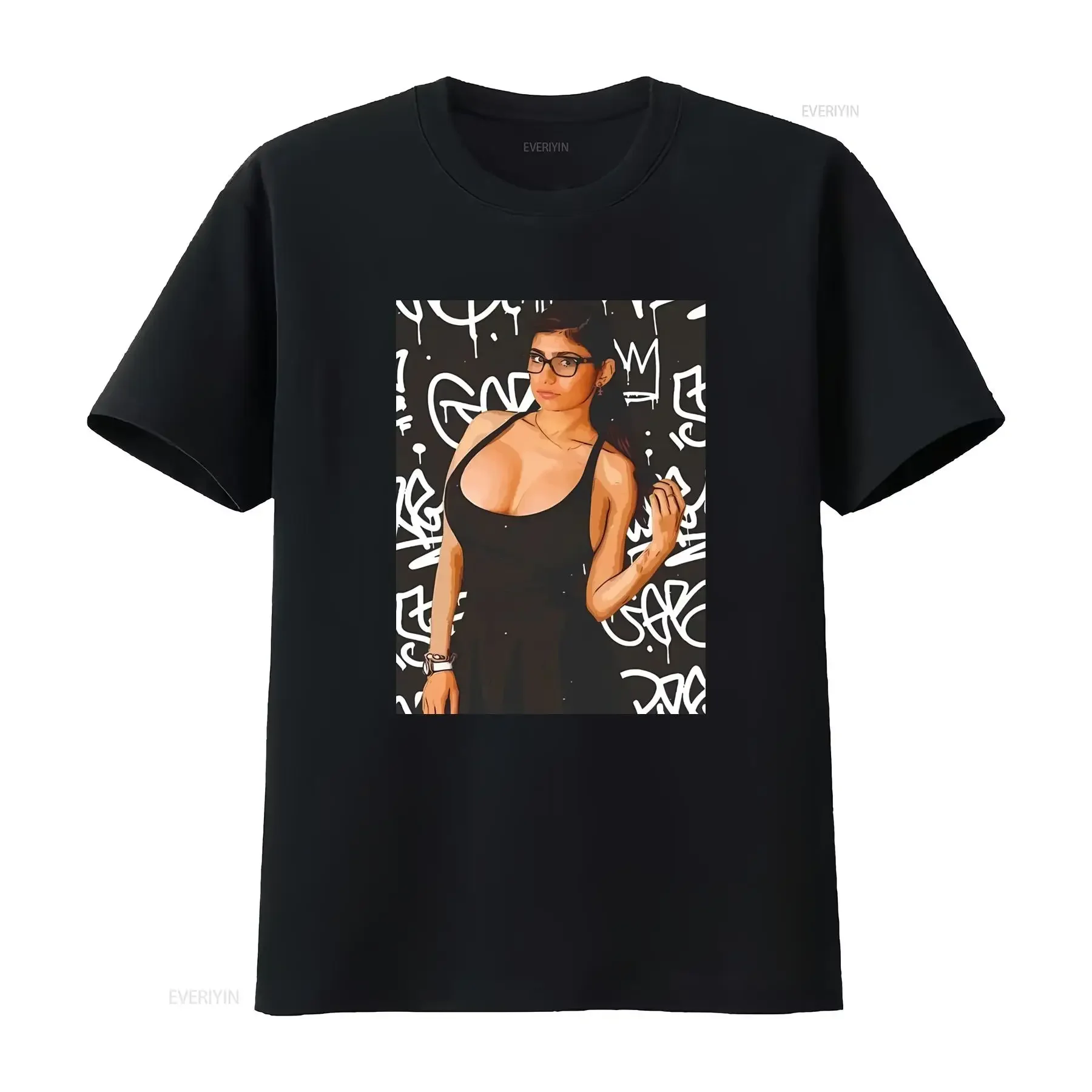 Mia Khalifa T Shirt Funny Model onlyFans Heavy Cotton Graffiti Art Design vintage Washed Breathable Comfortable Versatile