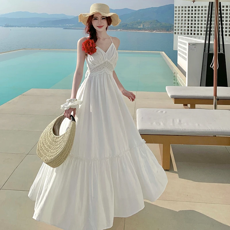 

Sexy Pure Desire White Moonlight Hanging Ne Bal Dr Vaion Beach Long Dr Aosphere Feeling Ci Commuting A-Li...